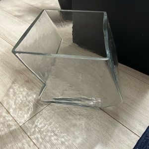 Barbini Murano Signed Heavyweight Asymmetrical Glass Vase. Very Good Condition.